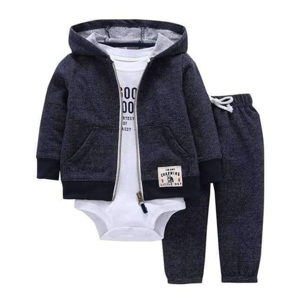 Planet Gates 7 / 9M Newborn Baby boy Girls 3 Pieces Set Clothes Hooded Zipper Full Sleeve Open flowers Coat+Full Sleeve Bodysuits+Pants