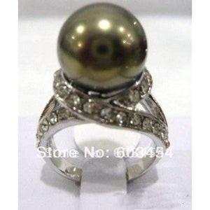 Planet Gates 7 / Black Hot sell Noble-  12mm Black Pearl silver Crystal Ring size: 6.7.8.9.10/ S 1Pcs
