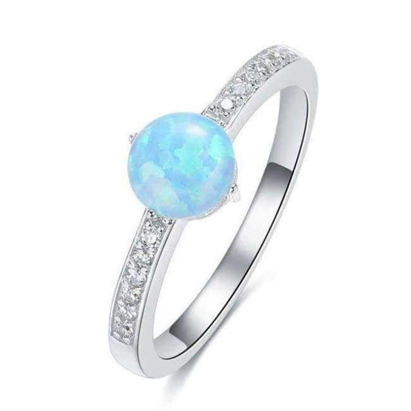 Planet Gates 7 / Blue F.I.N.S Simple Design 925 Silver Ring Blue White Imitation Fire Opal Rings for Women Wedding Crystal Paved Finger Rings