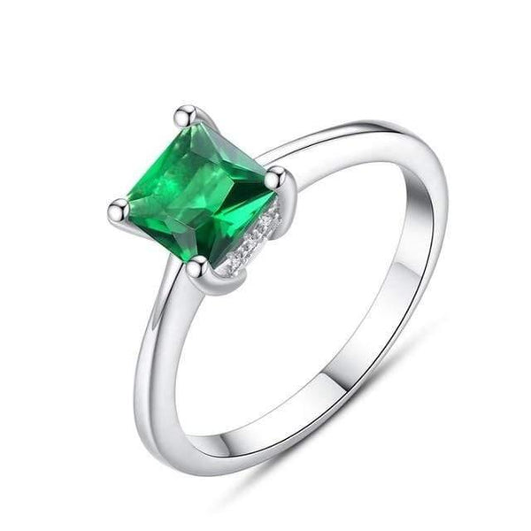 Planet Gates 7 / color 7 925 Sterling Silver Engagement Rings for Women 4mm*4mm Square Emerald Gemstone Promise Wedding Ring Anel Feminino Diamond