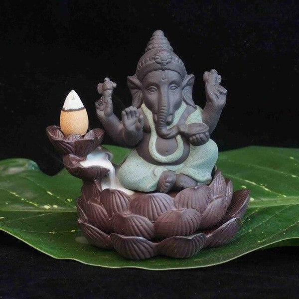 Creative environmental Home office Decor The Little Monk Censer India Lord Ganesha ack-flow Ceramic Incense Burner