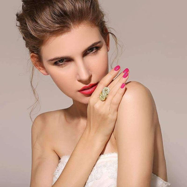 Newbark Brand Shiny Channel Set Statement Ring Hot Sale 2 Colors Infinite Big 8 S Shape Cz For Women Finger Rings Jewelry