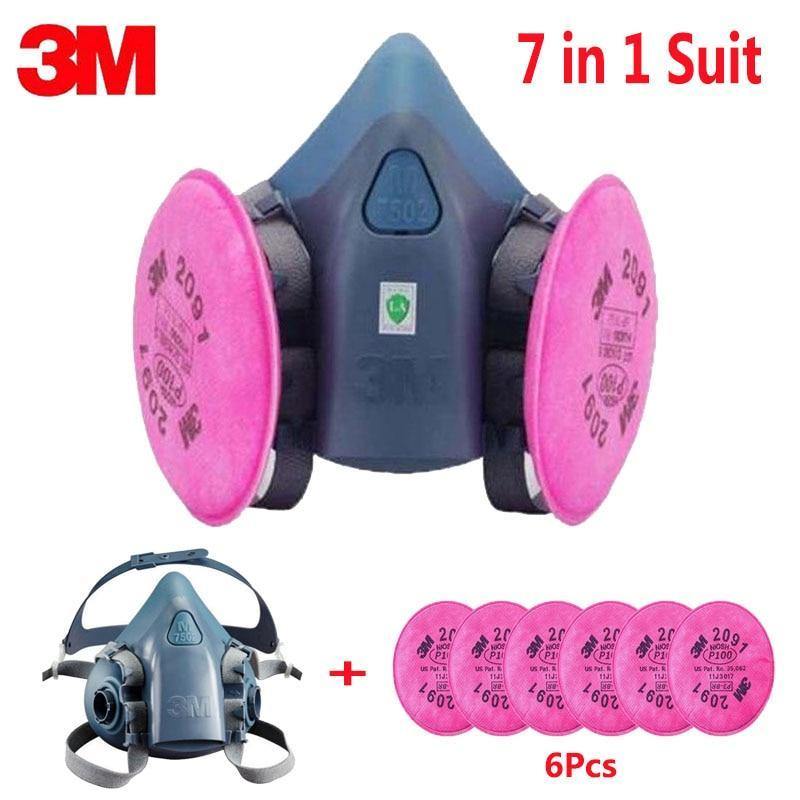 7 In 1 Suit SPray Paint Dust Mask respirator For 3M 7502 2091 P100 Ind