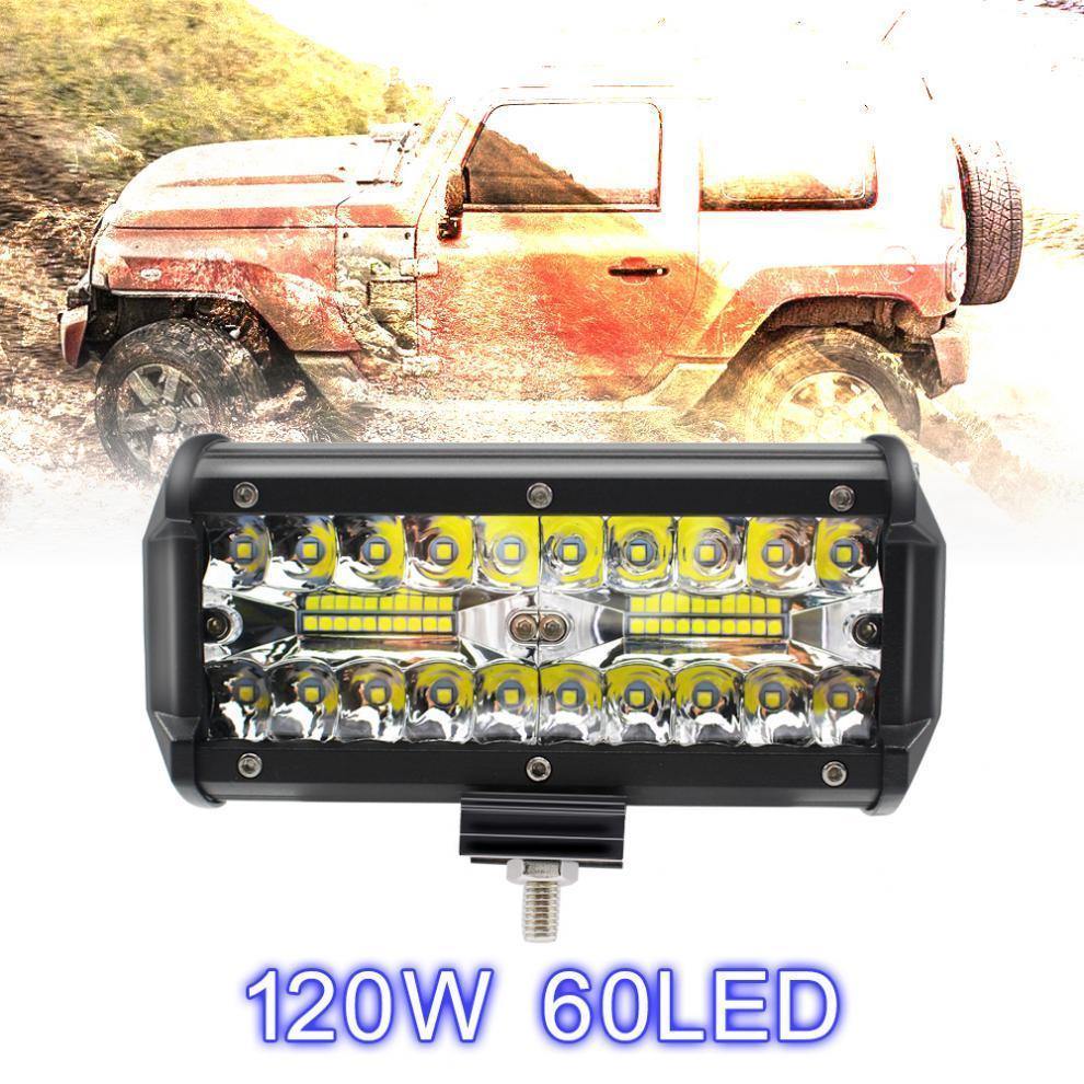 Planet Gates 7 Inch 120W 16000LM 6000K White Three Rows Auto Car Work Light LED Bars Worklight Lamp for Truck Motorcycle SUV/ATV Car Boat