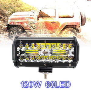 Planet Gates 7 Inch 120W 16000LM 6000K White Three Rows Auto Car Work Light LED Bars Worklight Lamp for Truck Motorcycle SUV/ATV Car Boat