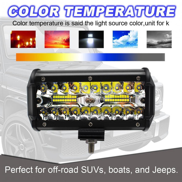 Planet Gates 7 Inch 120W 16000LM 6000K White Three Rows Auto Car Work Light LED Bars Worklight Lamp for Truck Motorcycle SUV/ATV Car Boat
