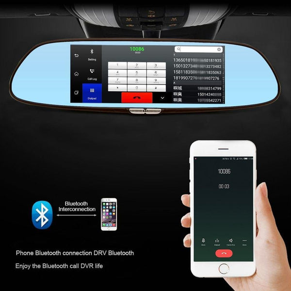 Planet Gates 7 inch 3G Car Camera DVR GPS Bluetooth Dual Lens Rearview Mirror Video Recorder Full HD 1080P Automobile DVR Mirror Dash cam