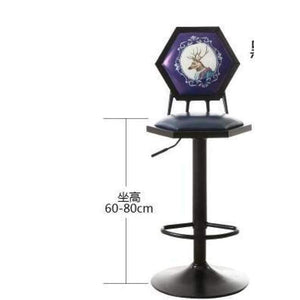 Planet Gates 7 Iron art bar chair. European-style bar chair lifting high footstool. Household backrest stool.