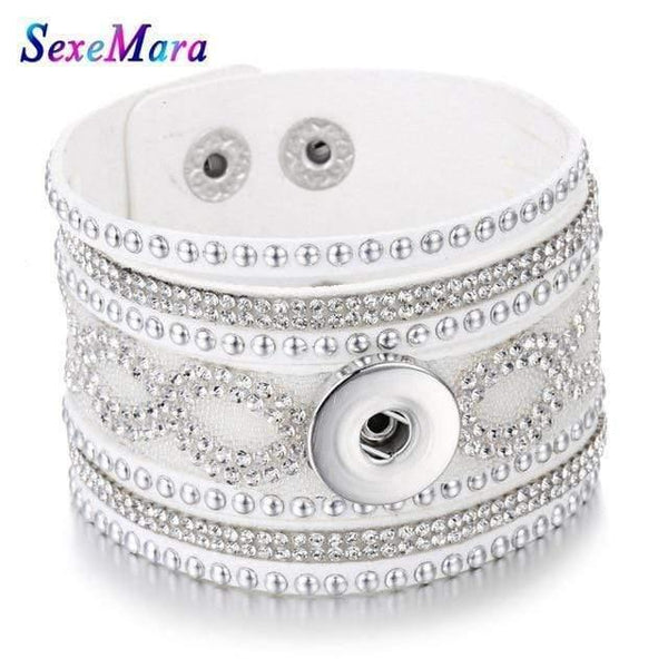 Planet Gates 7 Jewelry Wide Multilayer Crystal Rivet Leather Snap Bracelet 18mm Snap Button Bracelet DIY Buttons Jewelry For Women