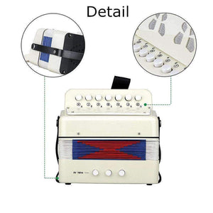 Planet Gates 7 Keys Button White Accordion Musical Instrument Simulation Learning Concertina Rhythm Band keyboard Gift Toys Kids Children