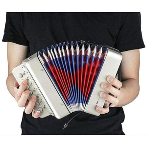 Planet Gates 7 Keys Button White Accordion Musical Instrument Simulation Learning Concertina Rhythm Band keyboard Gift Toys Kids Children
