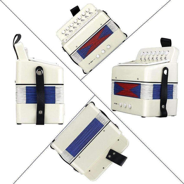 Planet Gates 7 Keys Button White Accordion Musical Instrument Simulation Learning Concertina Rhythm Band keyboard Gift Toys Kids Children