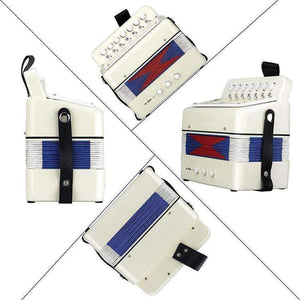 Planet Gates 7 Keys Button White Accordion Musical Instrument Simulation Learning Concertina Rhythm Band keyboard Gift Toys Kids Children