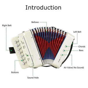 Planet Gates 7 Keys Button White Accordion Musical Instrument Simulation Learning Concertina Rhythm Band keyboard Gift Toys Kids Children