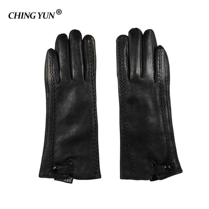 Planet Gates 7 New Women's Gloves Genuine Leather Winter Warm Fluff Woman Soft Female Rabbit Fur Lining Riveted Clasp High-quality Mittens