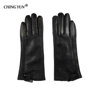 Planet Gates 7 New Women's Gloves Genuine Leather Winter Warm Fluff Woman Soft Female Rabbit Fur Lining Riveted Clasp High-quality Mittens