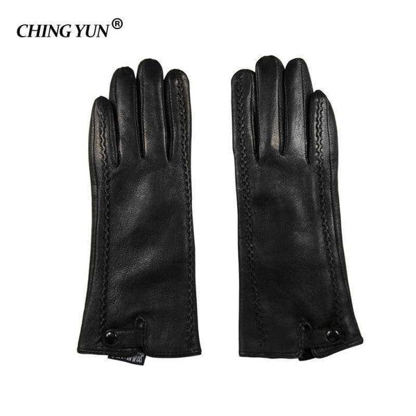 Planet Gates 7 New Women's Gloves Genuine Leather Winter Warm Fluff Woman Soft Female Rabbit Fur Lining Riveted Clasp High-quality Mittens