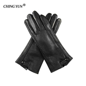 Planet Gates 7 New Women's Gloves Genuine Leather Winter Warm Fluff Woman Soft Female Rabbit Fur Lining Riveted Clasp High-quality Mittens