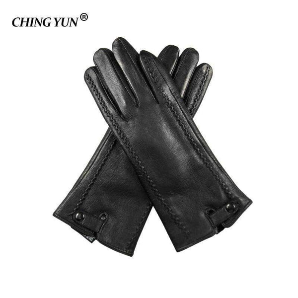 Planet Gates 7 New Women's Gloves Genuine Leather Winter Warm Fluff Woman Soft Female Rabbit Fur Lining Riveted Clasp High-quality Mittens