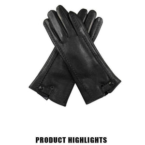 Planet Gates 7 New Women's Gloves Genuine Leather Winter Warm Fluff Woman Soft Female Rabbit Fur Lining Riveted Clasp High-quality Mittens