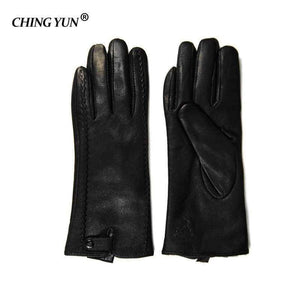 Planet Gates 7 New Women's Gloves Genuine Leather Winter Warm Fluff Woman Soft Female Rabbit Fur Lining Riveted Clasp High-quality Mittens