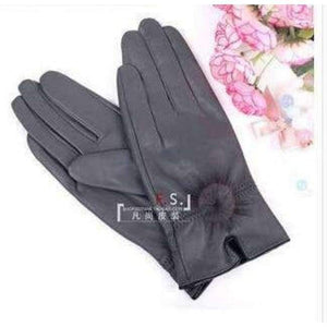 Planet Gates 7 / One Size 15 off Color genuine leather gloves female sheepskin gloves women's thin thermal mink hair ball 2017 new