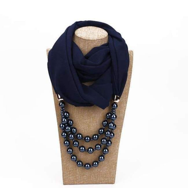 Planet Gates 7 / one size New Pendant Scarf Necklace Pearls Necklaces For Women Chiffon Scarves Pendant Jewelry Wrap Foulard Female Accessories
