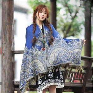 Planet Gates 7 / One Size Women Polyester Pashmina Elegant Fashion Print Floral Paisley Shawl Wrap Scarf 2018 New Style Free Shipping