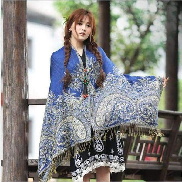 Planet Gates 7 / One Size Women Polyester Pashmina Elegant Fashion Print Floral Paisley Shawl Wrap Scarf 2018 New Style Free Shipping