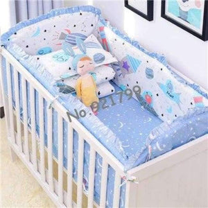 Planet Gates 7 pcs 3 Cotton Cartoon Soft Baby Bedding Sets Gray Elephant  Baby Crib bumper Include Pillow/ Bumpers/ Sheet/Quilt Cover Baby Bumpers