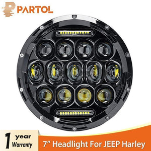 Planet Gates 7" Round LED Headlight Bulbs 75W Motorcycle Headlight Projector Daymaker Car Lights for Jeep TJ JK Harley Land Rover