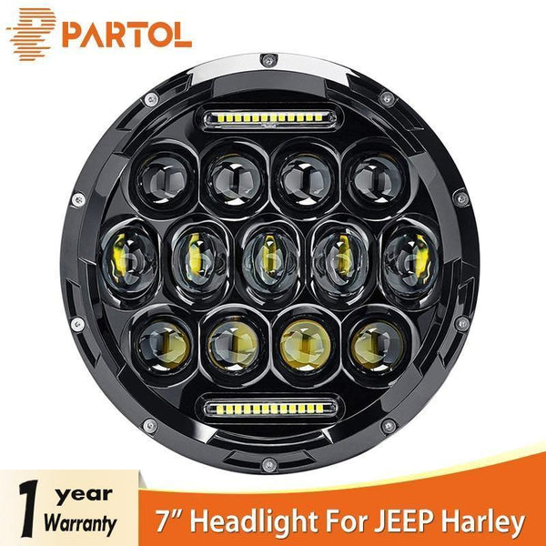 Planet Gates 7" Round LED Headlight Bulbs 75W Motorcycle Headlight Projector Daymaker Car Lights for Jeep TJ JK Harley Land Rover