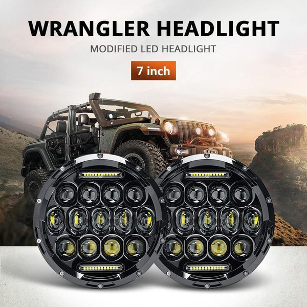 Planet Gates 7" Round LED Headlight Bulbs 75W Motorcycle Headlight Projector Daymaker Car Lights for Jeep TJ JK Harley Land Rover