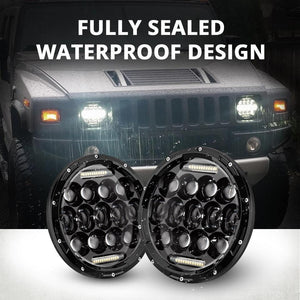 Planet Gates 7" Round LED Headlight Bulbs 75W Motorcycle Headlight Projector Daymaker Car Lights for Jeep TJ JK Harley Land Rover