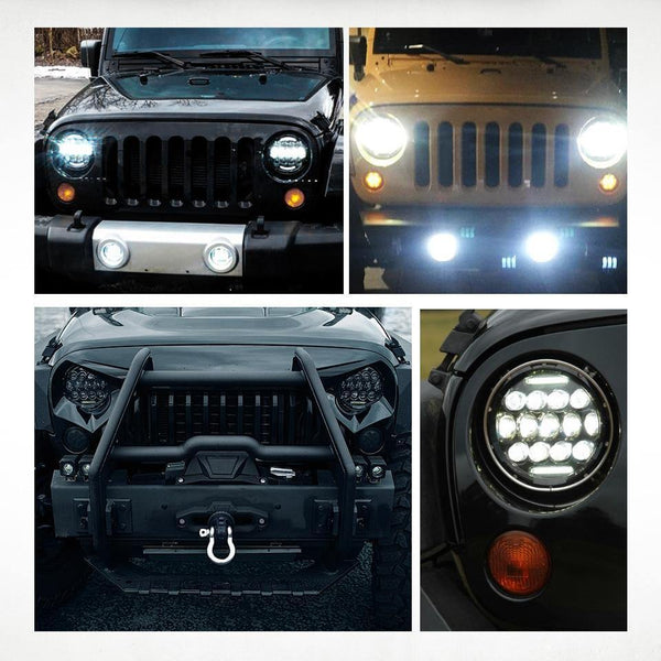 Planet Gates 7" Round LED Headlight Bulbs 75W Motorcycle Headlight Projector Daymaker Car Lights for Jeep TJ JK Harley Land Rover