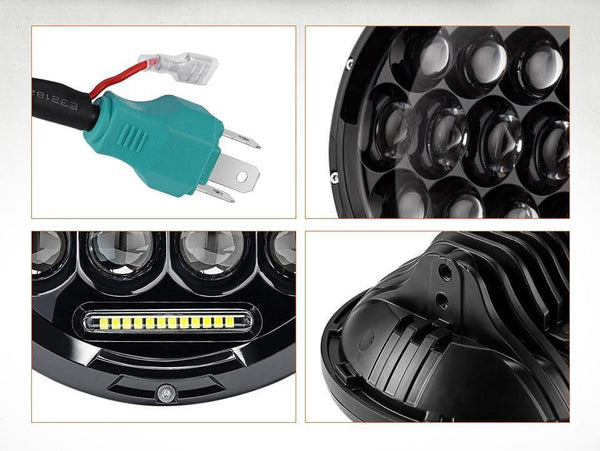 Planet Gates 7" Round LED Headlight Bulbs 75W Motorcycle Headlight Projector Daymaker Car Lights for Jeep TJ JK Harley Land Rover