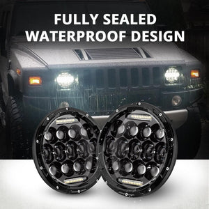 Planet Gates 7" Round LED Headlight Bulbs 75W Motorcycle Headlight Projector Daymaker Car Lights for Jeep TJ JK Harley Land Rover