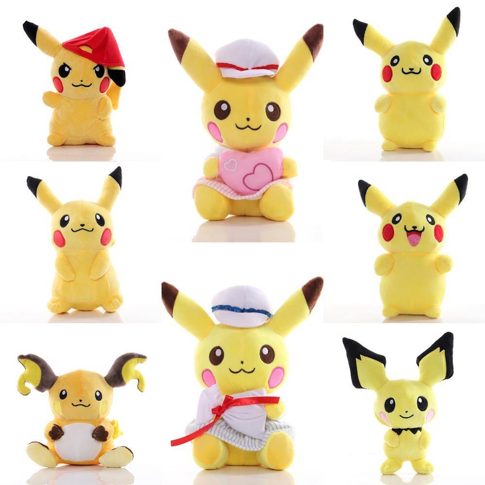 7 Style Pikachu Raichu Pichu Anime Plush Doll Soft Toy Doll Birthday Present For Kid Baby Gift Around 20 CM