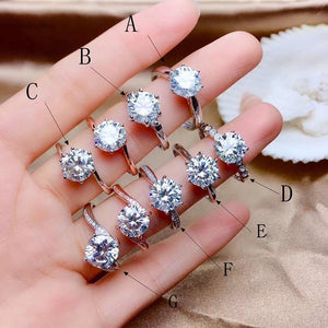 Planet Gates 7 Styles 2 Carats Moissanite Gemstone Fashion Diamond Ring VVS1 925 Sterling Silver Fine Wedding Jewelry for Women