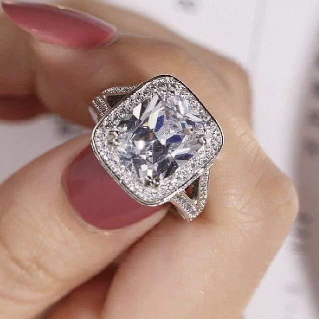 Planet Gates 925 Silver Ring finger Big pink Princess-cut 10ct Simulated Diamond Pave 192pcs cz Wedding Ring for Women  Jewelry