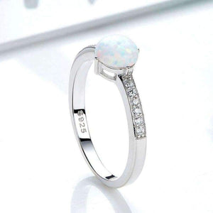 Planet Gates 7 / White F.I.N.S Simple Design 925 Silver Ring Blue White Imitation Fire Opal Rings for Women Wedding Crystal Paved Finger Rings