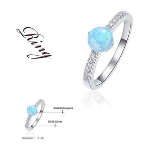 Planet Gates 7 / White F.I.N.S Simple Design 925 Silver Ring Blue White Imitation Fire Opal Rings for Women Wedding Crystal Paved Finger Rings