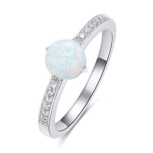 Planet Gates 7 / White F.I.N.S Simple Design 925 Silver Ring Blue White Imitation Fire Opal Rings for Women Wedding Crystal Paved Finger Rings