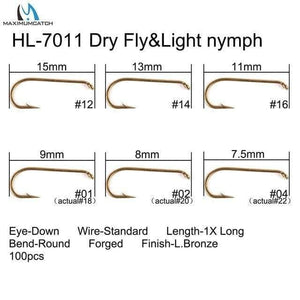 Planet Gates 7011 Dry and nymph / 10 100pcs 4#-22# Fish-Friendly Barbed Fly Fishing Hooks Dry&Wet&Nymph&Shrimp Caddis Pupa Streamer Fly Hooks