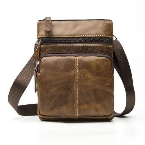 Planet Gates 701BI yellow coffee / China / 16cm Bag Men's Shoulder Genuine Leather bags Flap Small male man Crossbody bags for men natural Leather bag M701