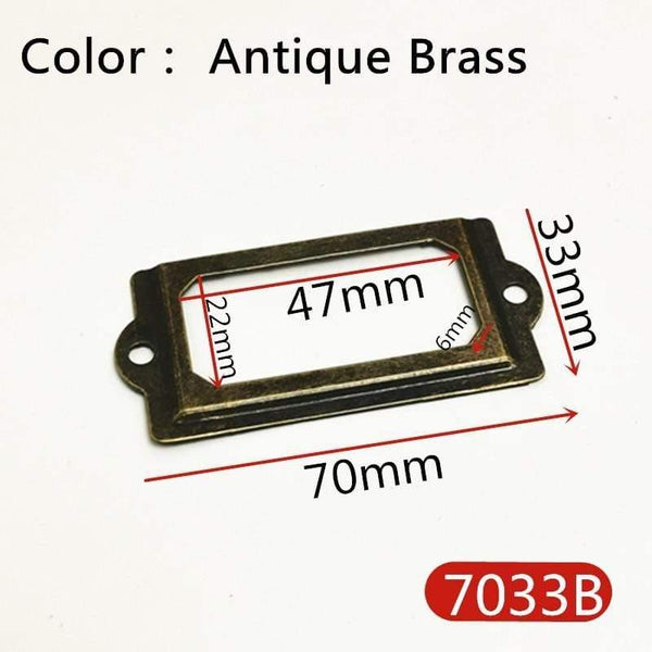 10pcs Label Pull Frame Antique Brass Golden Medicine Drawer File Name Card Holder Furniture Hardware Accessories