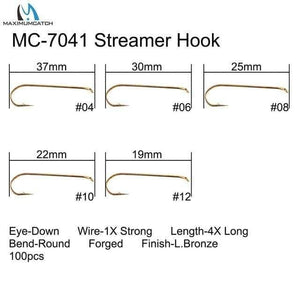 Planet Gates 7041 Streamer / 10 100pcs 4#-22# Fish-Friendly Barbed Fly Fishing Hooks Dry&Wet&Nymph&Shrimp Caddis Pupa Streamer Fly Hooks
