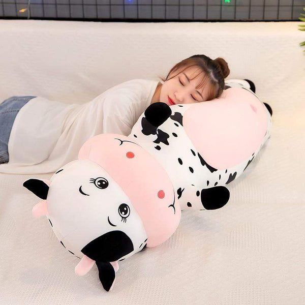 Planet Gates 70cm-100cm Lovely Creative Milk Cow Plush Pillow Toys Soft Stuffed Cartoon Animal Cattle Doll Bedroom Sleeping Pillow Cushion