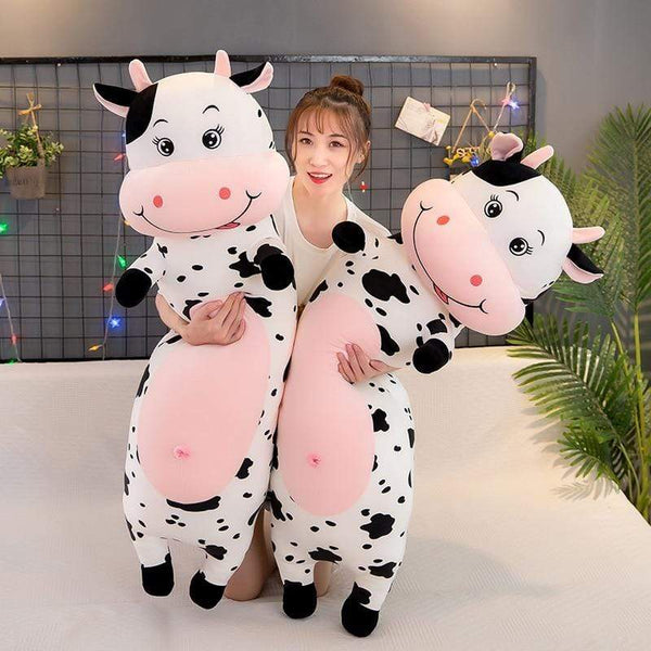 Planet Gates 70cm-100cm Lovely Creative Milk Cow Plush Pillow Toys Soft Stuffed Cartoon Animal Cattle Doll Bedroom Sleeping Pillow Cushion