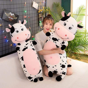 Planet Gates 70cm-100cm Lovely Creative Milk Cow Plush Pillow Toys Soft Stuffed Cartoon Animal Cattle Doll Bedroom Sleeping Pillow Cushion